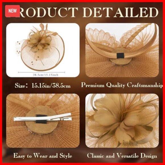 Feather Fascinator Hat with Headband and Clip for Derby Tea Party